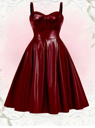 Elegantes leder cami kleid - pu-leder, cami-kleid