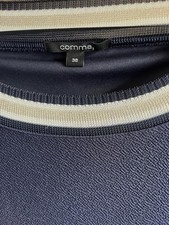 COMMA Kleid Größe 38 Blau-Weiß Gold Feinstrick ungetragen  