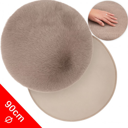 Runder teppich 90cm taupe - teppich,