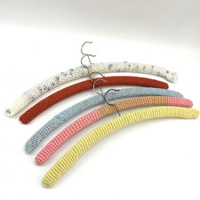 Vintage Kleiderbügel Set | 5x gehäkelt | Handarbeit 60er 70er | Retro Garderobe 