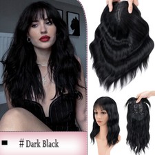 Damen Wie Echthaar Toupet Toupee Topper Clip In Hair Haarteil Wig mit Pony 35cm