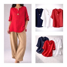 Damen Bluse Leinen Tunika