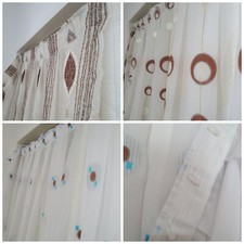 Türkische Gardinen | 4 Stück | Weiß mit Muster