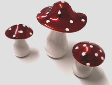 3x Fliegenpilze Keramik   3 St. im Set  H13 / 9 cm  Advent Weihnachten Deko