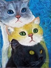 Cats painting original oil - cats,