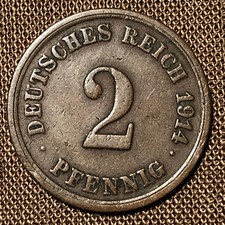 Deutsches Kaiserreich,                        2 Pfennig 1914 F