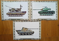 Atlas Verlag  3 Sammelkarten - Militärfahrzeuge - Panzer Panther/ Gepard/ Patton