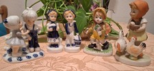 5 x Porzellanfiguren in weiß-blau, und  bunte Figuren, Mädchen +Jungen, Paar