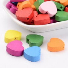 20stk Holzperlen 14mm Herz