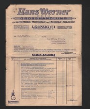 LEIPZIG, Brief 1936, Hans Werner GmbH Grosshandlung Automobil Motorrad Fahrrad