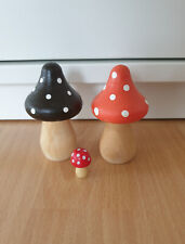 2 große und ein kleiner Holz Fliegenpilz weiß gepunktet Dekopilze Adventskranz