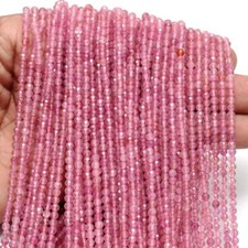 A++ Rosa Turmalin Facettiert Rund Edelstein Perlen 2-3 MM Strang 12 Zoll Hand...
