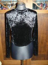 Mädchen Pulli Shirt Gr. M von H&M Langarm Rundhals schwarz Samt glänzend