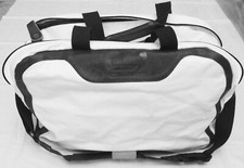 Reisetasche - Sporttasche - Canvas - Leder -  weiß - braun - QUER BAG - Weekende