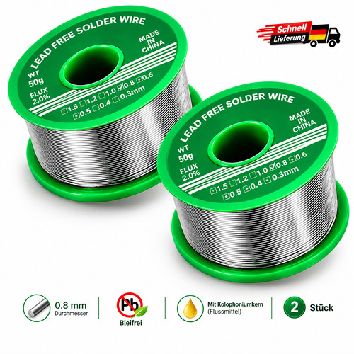 Lötzinn 8mm 20g bleifrei - 2x,