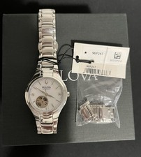 Bulova Damenuhr Stahl Lady Automatic Open Heart Perlmutt 96P247