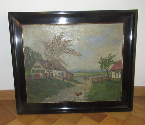 Bauernhof mit hühnern altes - bauernhof,