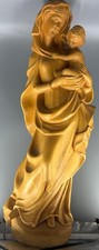 Große Geschnitzte Holz Madonna Heilige Mutter Maria mit Jesus Kind Figur 50 cm