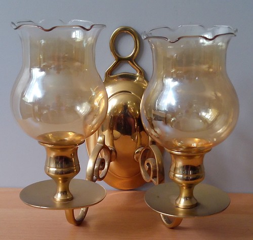 Wandleuchter flammig messing - 2,