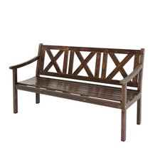 B-Ware Gartenbank Mazara Sitzbank Holzbank 3-Sitzer Massivholz 160cm dunkelbraun