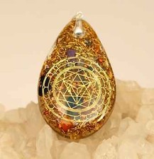 Orgonit Tropfen Amulett Premium Merkaba mit Sugilith, Schungit 925er 