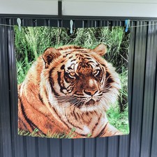 Kopfkissenbezug bedruckt Tiger ca. 80x80 cm Satin Reißverschluss 