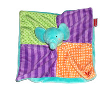 WIE NEU * Fisher Price Elefant lila orange Schmusetuch Schnuffeltuch Kuscheltuch