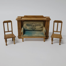 Altes Puppenstuben Holz Puppenmöbel Modellmöbel Jugendstil Sofa und Stühle (30)