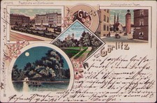 168184 AK Görlitz 1905 Litho Nicolaigraben mit Thurm Landeskrone Am Jägerwäldche