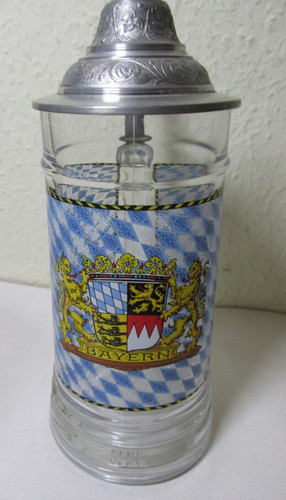 Glas bierkrug mit zinndeckel - glas,