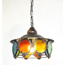 Runder Kronleuchter Aus Eisen Mit Buntglas Für Außenbereich Portikus Pavillon