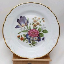 Teller Kahla Porzellan Vintage Blumen Goldrand 70er DDR Retro 18.5cm