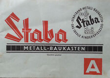 Staba METALL-BAUKASTEN Modell A Original Anleitungsbuch mit Vorlagen 1957   DDR