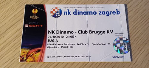 Ticket 2010 dinamo - ticket, zagreb
