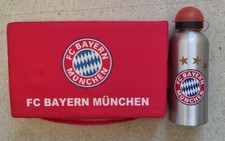 FC BAYERN MÜNCHEN Sitzkissen rot, & Trinkflascha Aluminium 4* guter Zustand ENTW