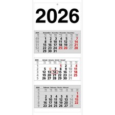 3 Monatskalender 2026, 1 Block pro Monat, Wandkalender Maße 30 x 70 cm