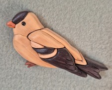 Holz Deko Kunst Vogel hell mit