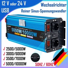 2500W 3500W 5000/10000W USB Spannungswandler 12V 24V Reiner Sinus Wechselrichter