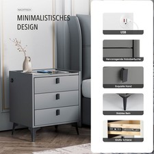 Smart Nachttisch Schrank Mit 2/3 Schubladen LED Drahtloses Aufladen Schlafzimmer