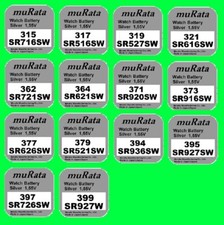 1x Murata/Sony Uhren Batterie Knopfzelle 1,55V aus 13 Typen z.B. 364 371 377 399