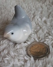 Spatz Vogel ZIERVOGEL Porzellan weiß-grau Schnabel Miniatur