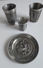 Set, 3 Zinnbecher und 1 Untersetzer