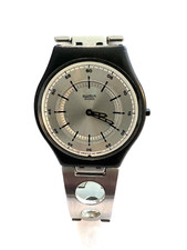 Armbanduhr, Swatch Ultraflach mit ETA-Quarz Uhrwerk V8 und Edelstahlarmband