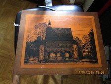 größeres Kupferbild Kirche Maße ca 43 cm x 33 cm