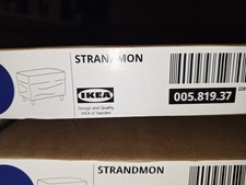 STRANDMON Schonbezug für Hocker, Sjölyckan dunkelblau/beige Streifen005.819.37