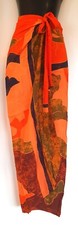 Wickelrock, Sarong, Pareo orange Viskose 120x100cm, Batik Handarbeit aus Bali