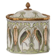 Dose vogel porzellan messing - dose,