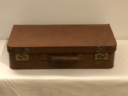 Retro lederkoffer 1950er - lederkoffer, braun
