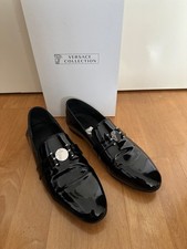 Herren Leder Schuhe Loafer | Versace Collection | Schwatz Lack Medusa | Gr. 42