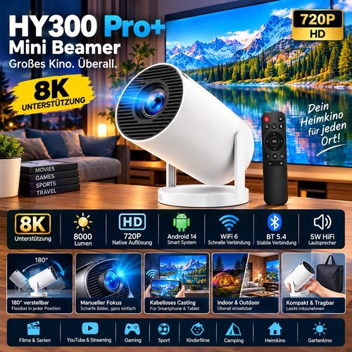 Mini beamer hy300 - pro+, 8k